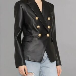 Kinley Double Breasted Leather Blazer